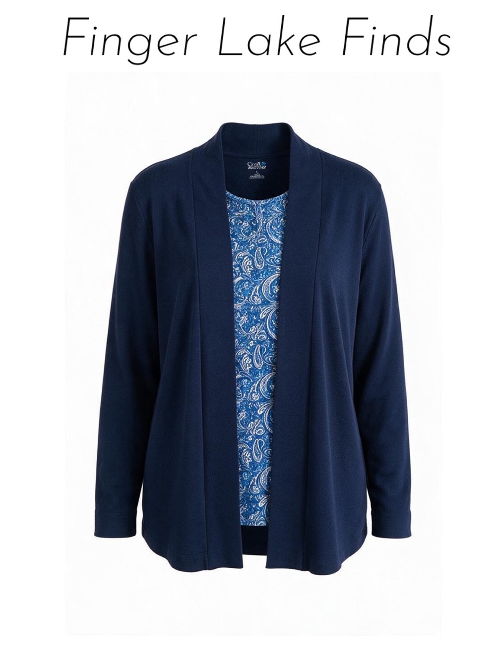 Croft & Barrow Navy Blue Open Front Knit Jacket, L